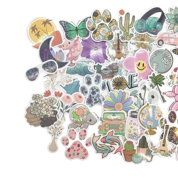 STICKER Lot Stickers NEW Water Bottle 50 Sticker Lot Colorful Aesthetic Vibes - Picture 3 of 5